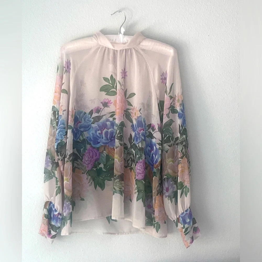 || ZARA || BOW FLOWY BLOUSE || FLORAL || PUFF SLEEVES ||